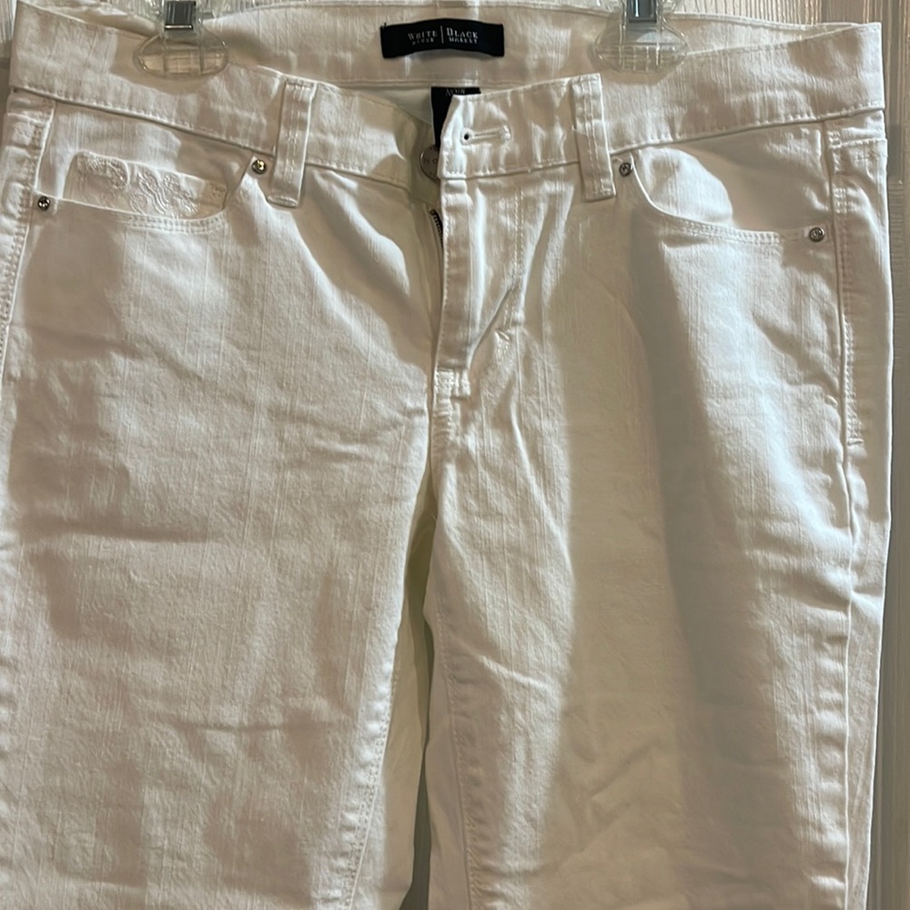 White capri denim pants from White House